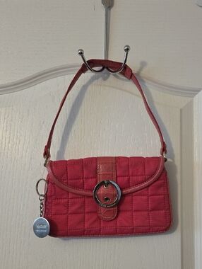 Vintage Kathy Quilted Pink Shoulder Bag with Ring Accent